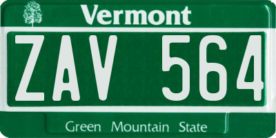 VT license plate ZAV564