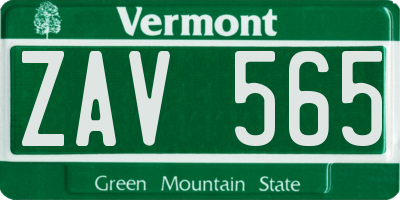 VT license plate ZAV565