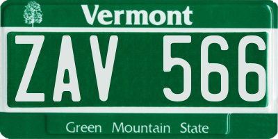 VT license plate ZAV566