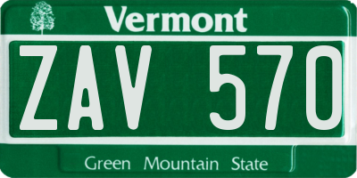 VT license plate ZAV570