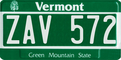 VT license plate ZAV572