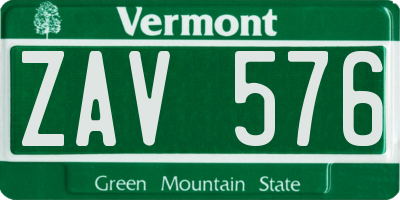 VT license plate ZAV576