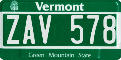 VT license plate ZAV578