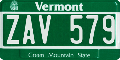VT license plate ZAV579