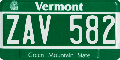 VT license plate ZAV582