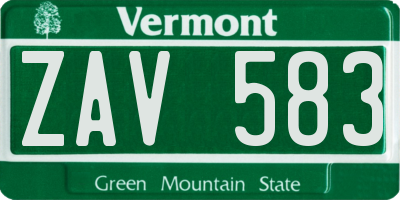 VT license plate ZAV583