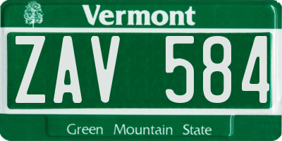 VT license plate ZAV584