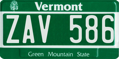 VT license plate ZAV586