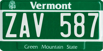 VT license plate ZAV587