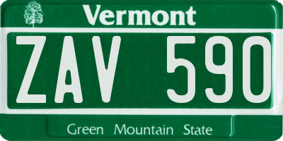VT license plate ZAV590