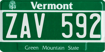VT license plate ZAV592