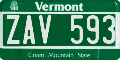 VT license plate ZAV593