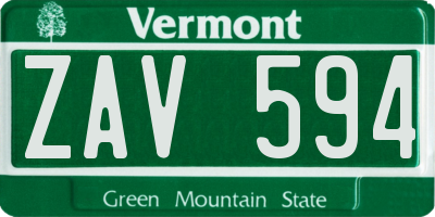 VT license plate ZAV594