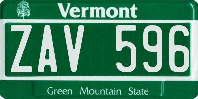 VT license plate ZAV596