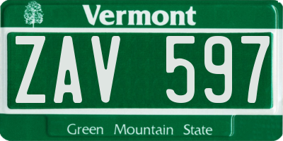 VT license plate ZAV597