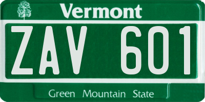 VT license plate ZAV601