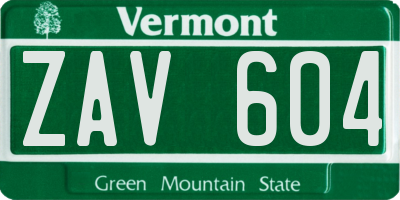 VT license plate ZAV604