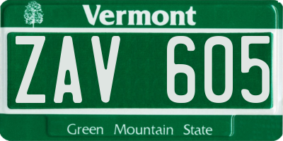 VT license plate ZAV605