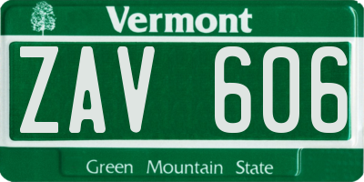 VT license plate ZAV606