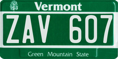 VT license plate ZAV607