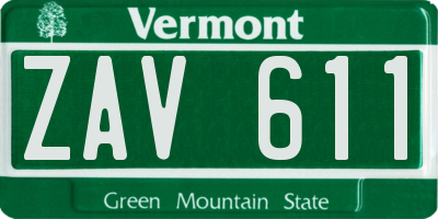 VT license plate ZAV611