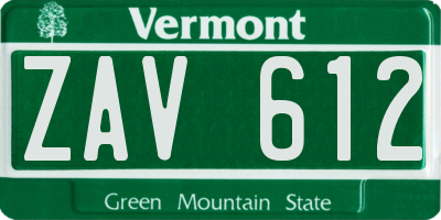 VT license plate ZAV612