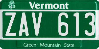VT license plate ZAV613