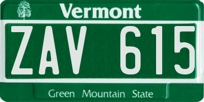 VT license plate ZAV615