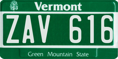 VT license plate ZAV616