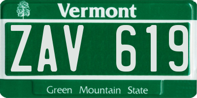 VT license plate ZAV619