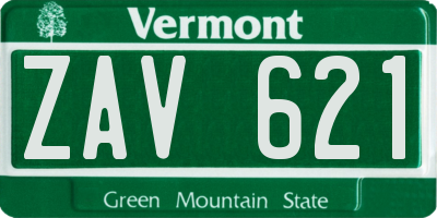 VT license plate ZAV621