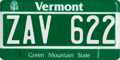 VT license plate ZAV622