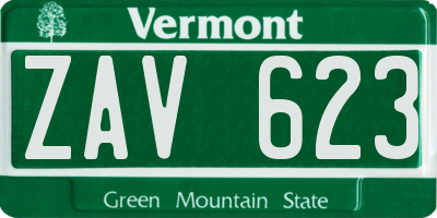 VT license plate ZAV623
