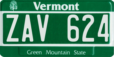 VT license plate ZAV624