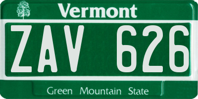 VT license plate ZAV626