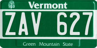 VT license plate ZAV627