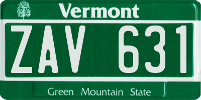 VT license plate ZAV631