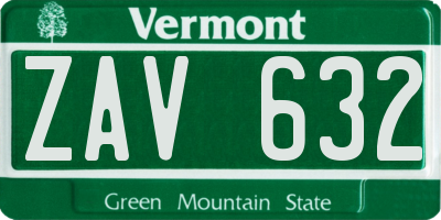VT license plate ZAV632