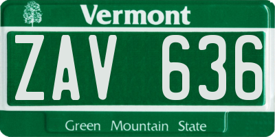 VT license plate ZAV636