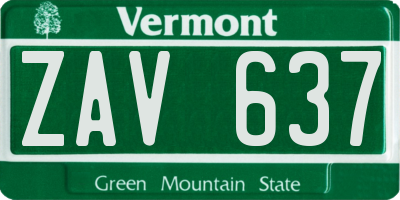 VT license plate ZAV637