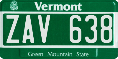 VT license plate ZAV638