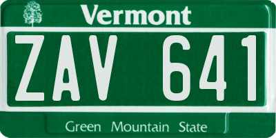 VT license plate ZAV641