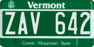 VT license plate ZAV642