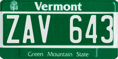 VT license plate ZAV643