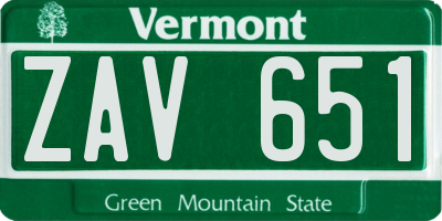 VT license plate ZAV651