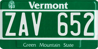 VT license plate ZAV652