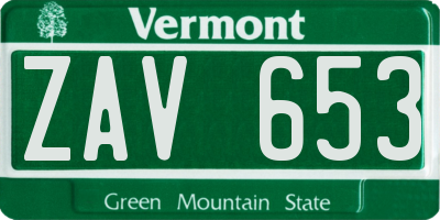 VT license plate ZAV653