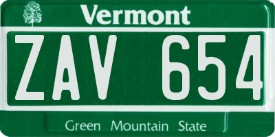 VT license plate ZAV654