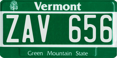 VT license plate ZAV656