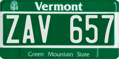 VT license plate ZAV657